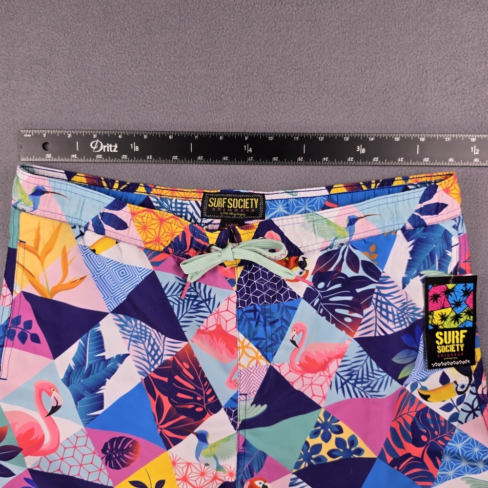 New Surf Society Swim Trunks Men's Large Geometric Summer Art Beach Cruise Pool - Picture 12 of 12